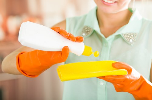 Professional window cleaner working on a Bermondsey property